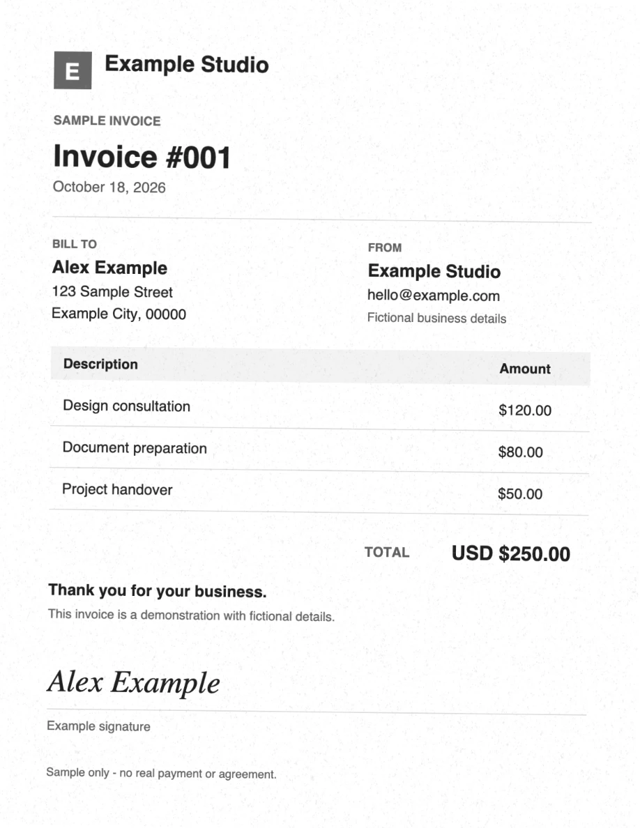 Medium scan effect on the same fictional invoice