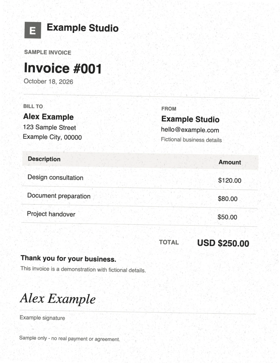 Strong scan effect on the same fictional invoice